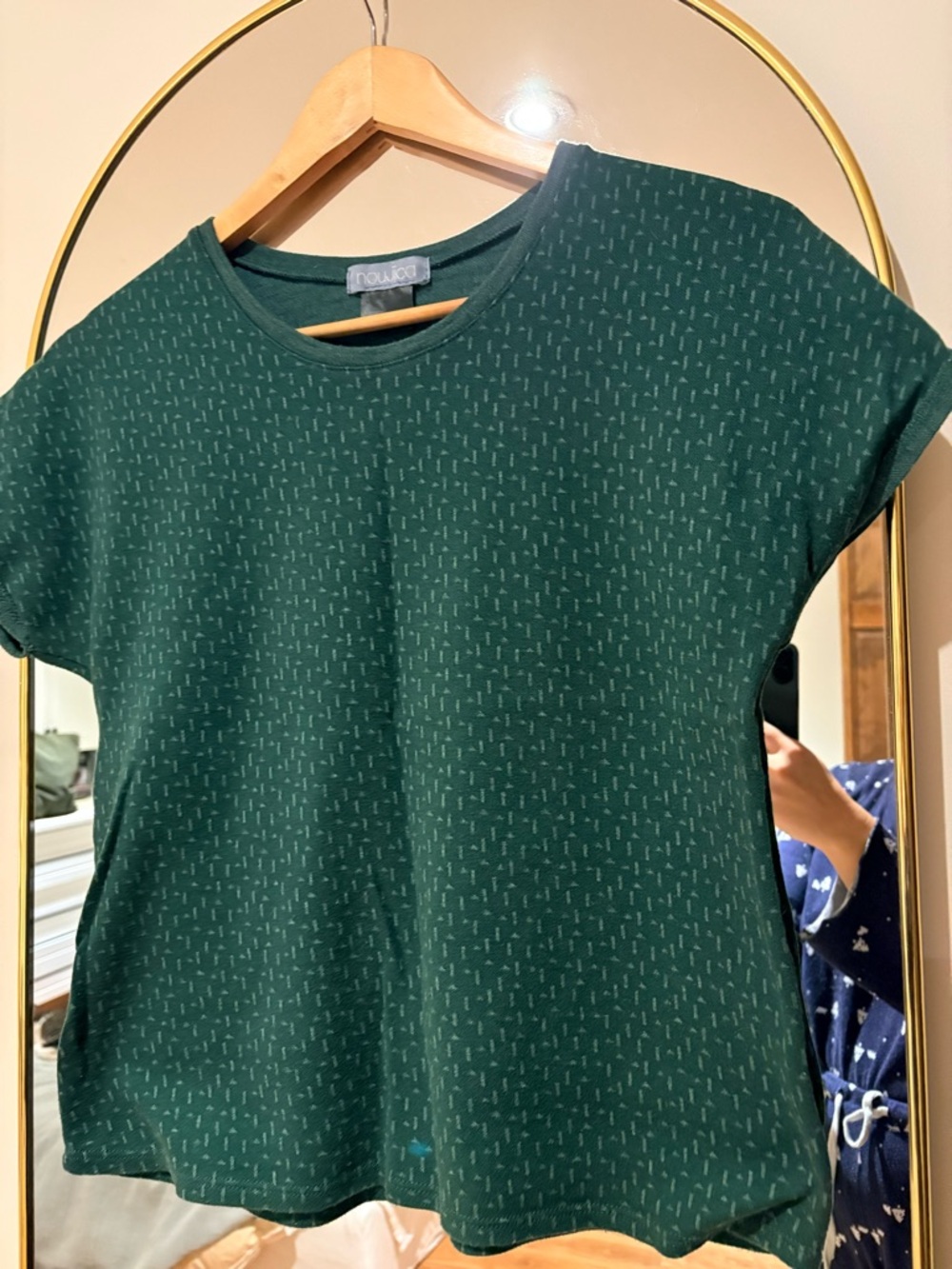 Lou & Grey Deep Forest Green Short Sleeve Tee with Subtle Stitch Detail